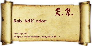Rab Nándor névjegykártya