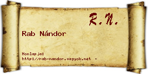 Rab Nándor névjegykártya